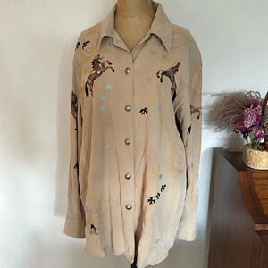Crain sz M tencel rayon hand painted southwestern horse dime buttons western EUC